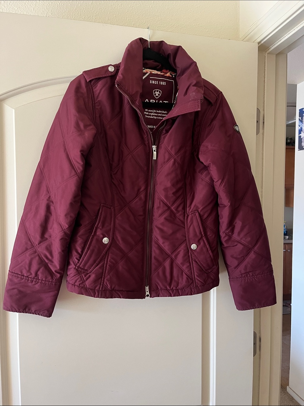 Ariat Quilted Wine-Red Diamond Puffer Jacket